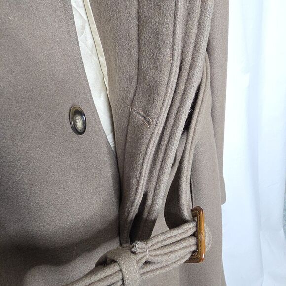 Vintage Wool Campus Trench Coat Lined Button Up Belt Brown Men's Sz 40 Made USA - Picture 11 of 16